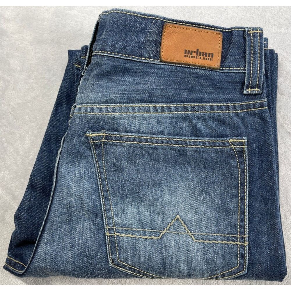 NWT Urban Pipeline Jean Mens 29x30 Blue Relaxed Straight Premium Denim Dark Wash